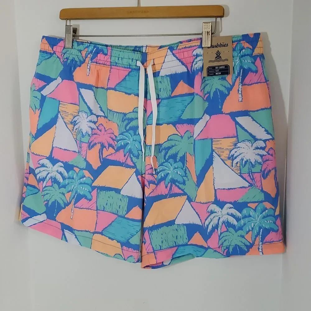 Chubbies The Oceansides 5.5" Classic Swim Trunks Palm Tree Print XXL NWT